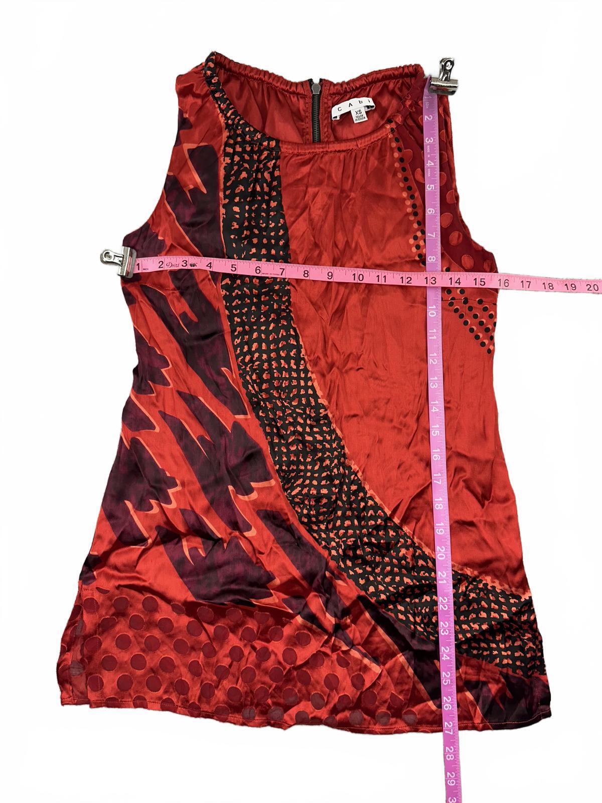 Cabi Red and Black Patterned Sleeveless Top