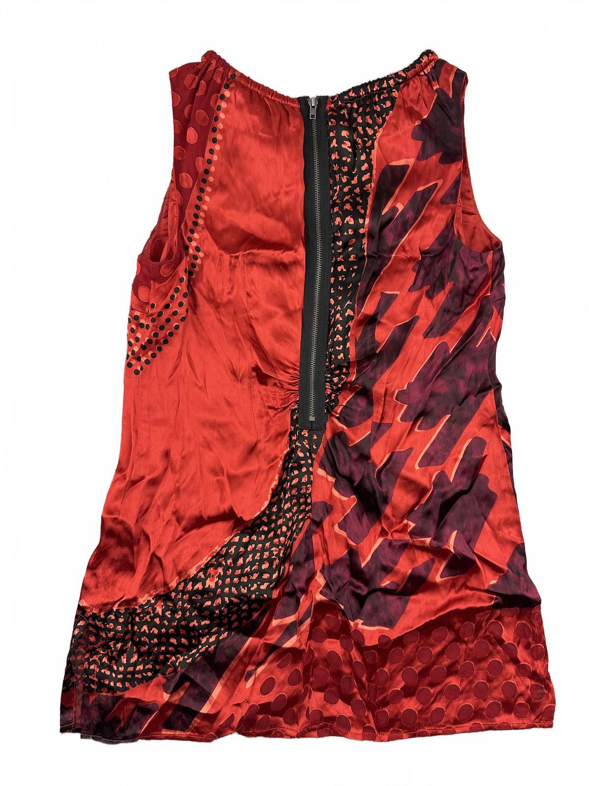 Cabi Red and Black Patterned Sleeveless Top