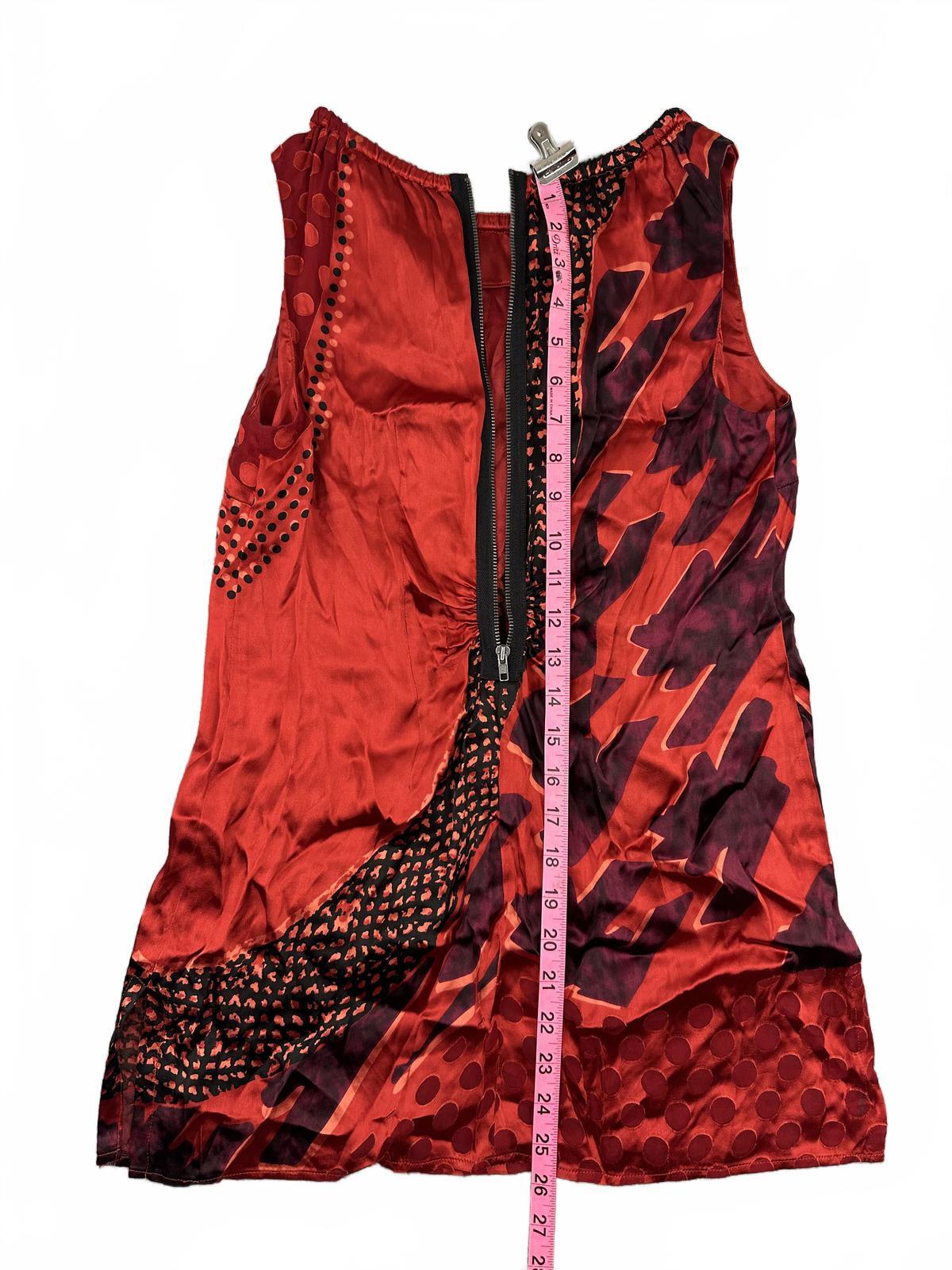 Cabi Red and Black Patterned Sleeveless Top