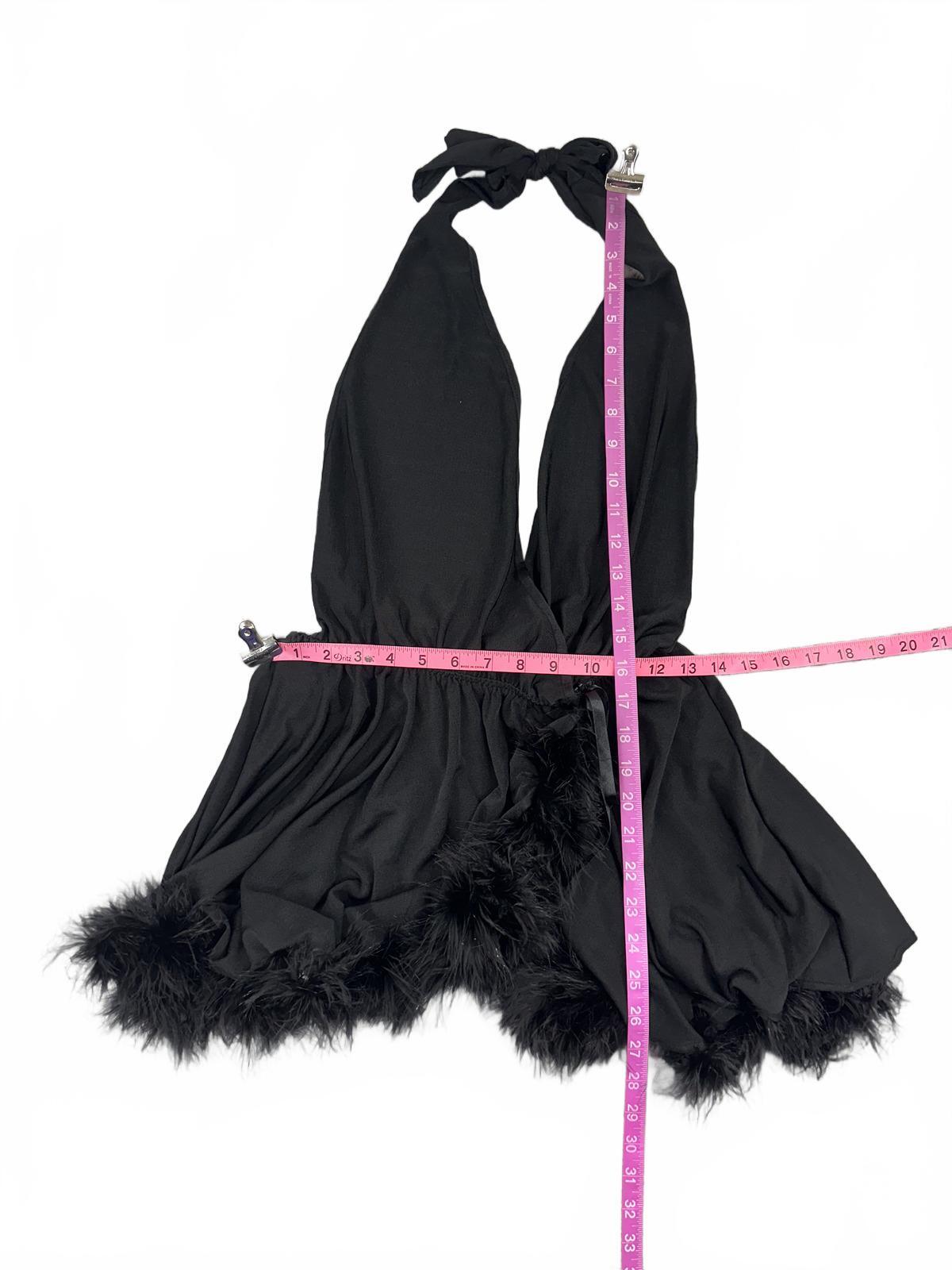 Black Feather Trim Halter Romper Vintage Inspired Party Wear