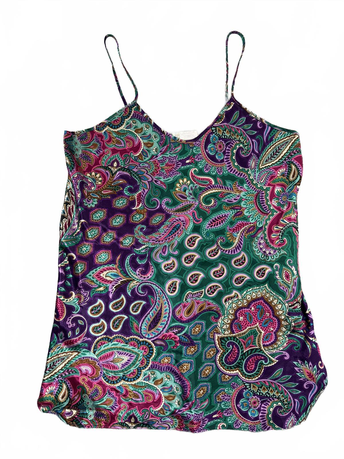 California Dynasty Vintage Paisley Slip Dress Bohemian Summer Indie