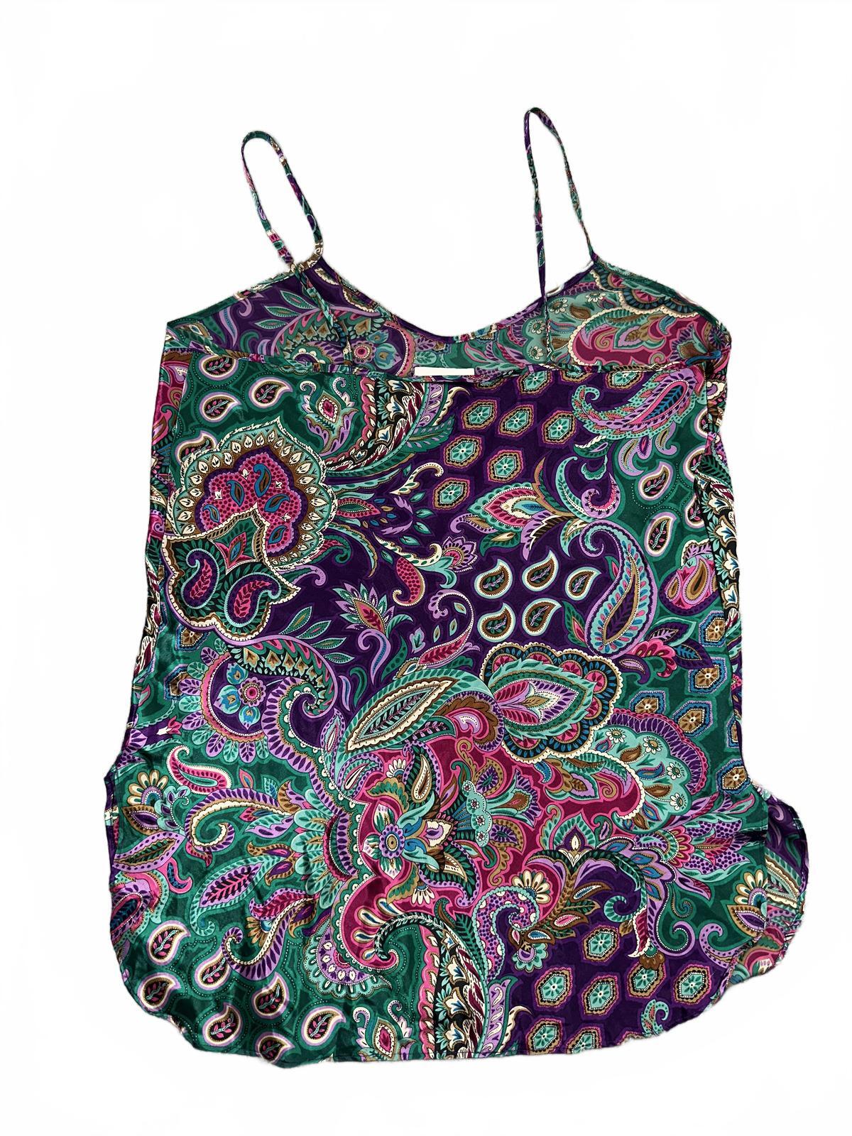 California Dynasty Vintage Paisley Slip Dress Bohemian Summer Indie