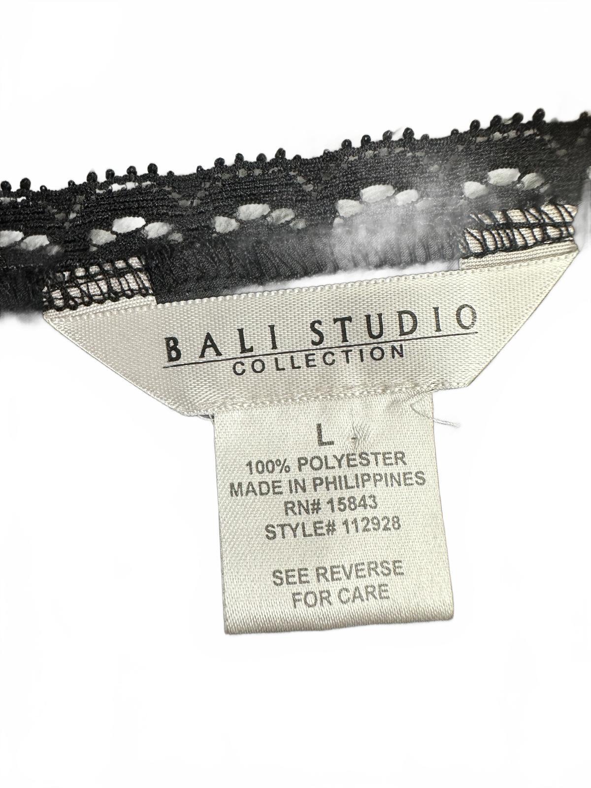 Bali Studio Collection Black Satin Slip Dress with Lace Bodice and Bow Detail