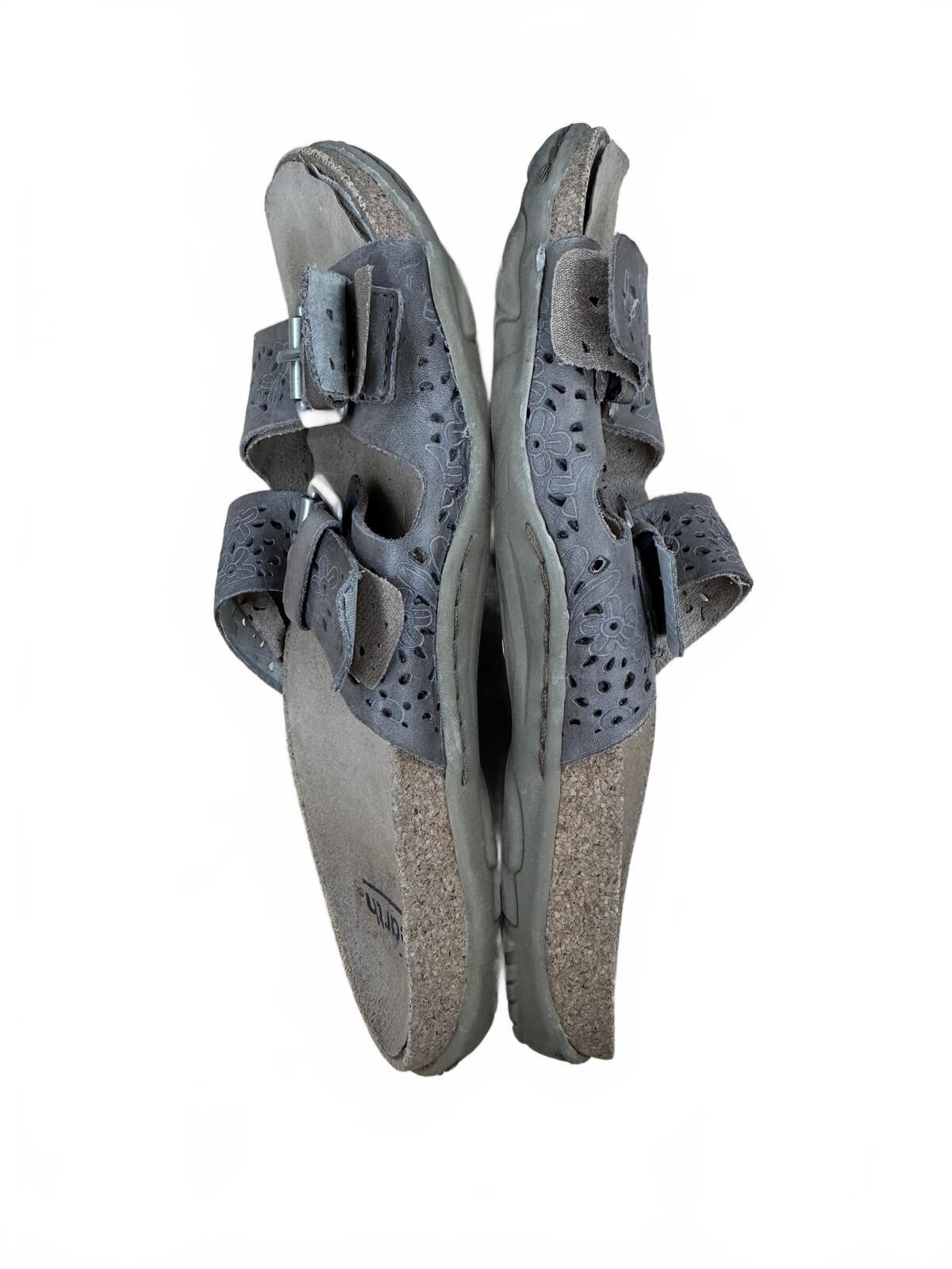 Earth Gray Floral Cutout Slide Sandals Casual Comfortable Summer Footwear