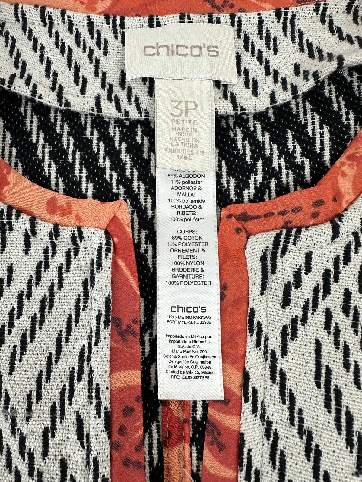 Chico's Embroidered Floral Bohemian Quilted Jacket Geometric
