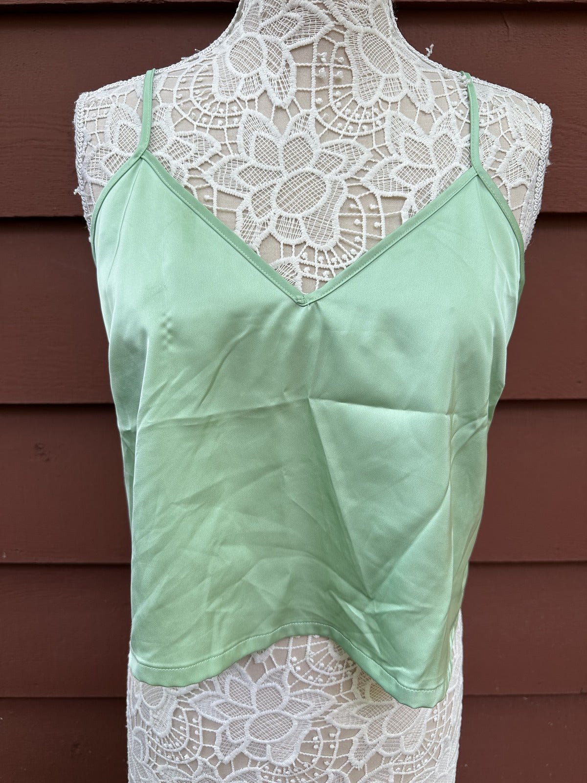 Colsie Mint Green Satin Camisole Top Adjustable Straps Minimalist Summer