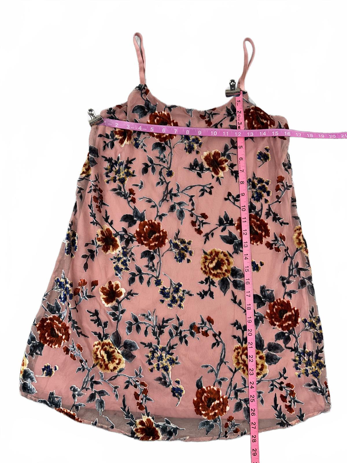 Lily Star Floral Velvet Slip Dress Pink Bohemian Adjustable Straps