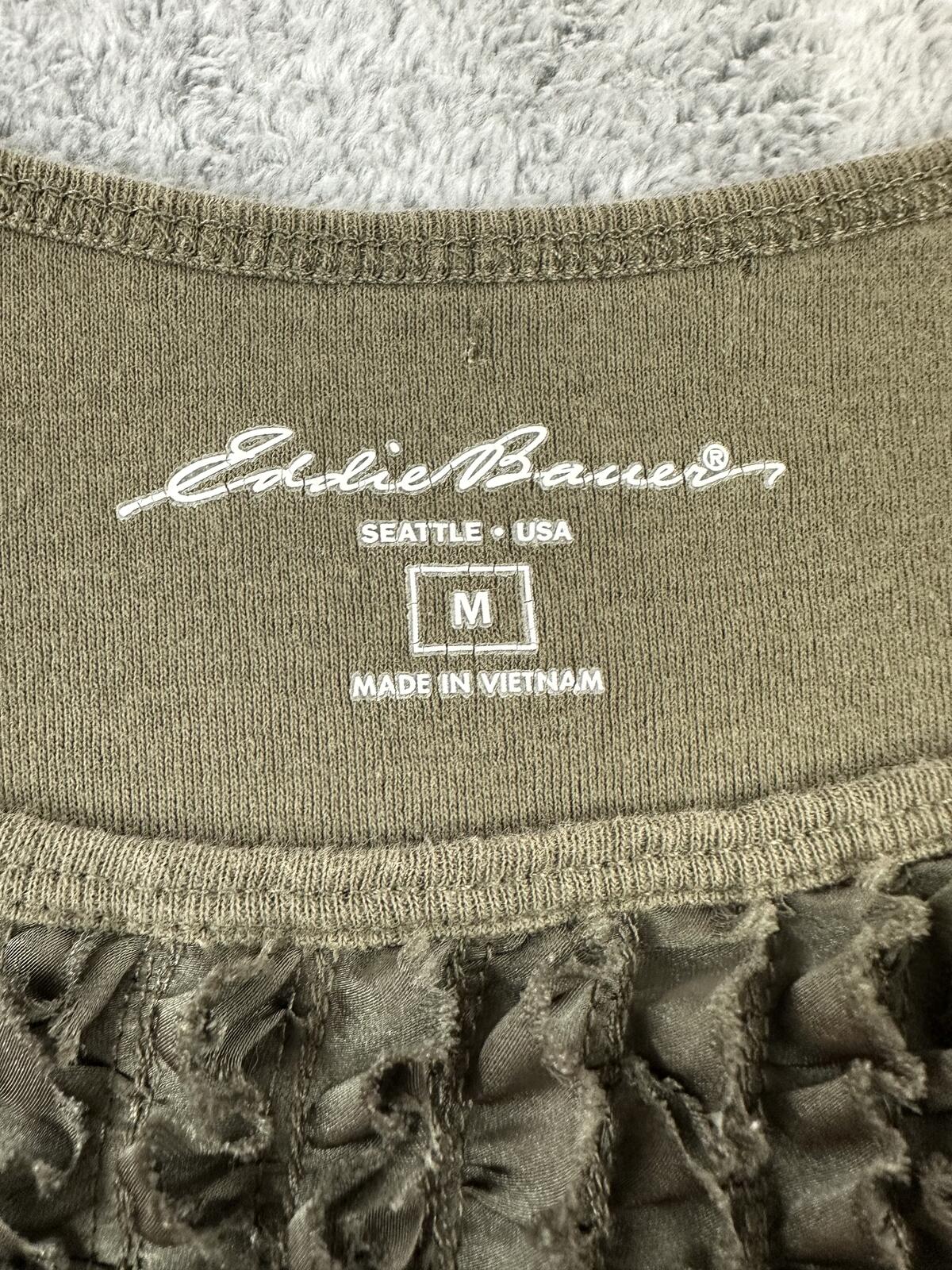 Eddie Bauer Olive Green Ruffle Detail Tank Top Casual Chic Summer Layered