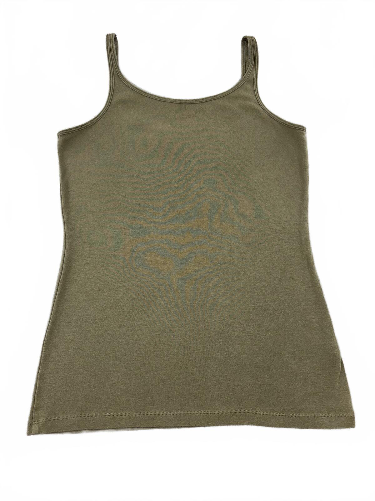 Eddie Bauer Olive Green Ruffle Detail Tank Top Casual Chic Summer Layered