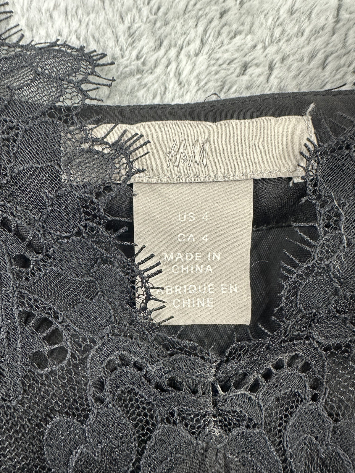 H&M Black Lace and Satin Camisole Top Feminine Chic Layering