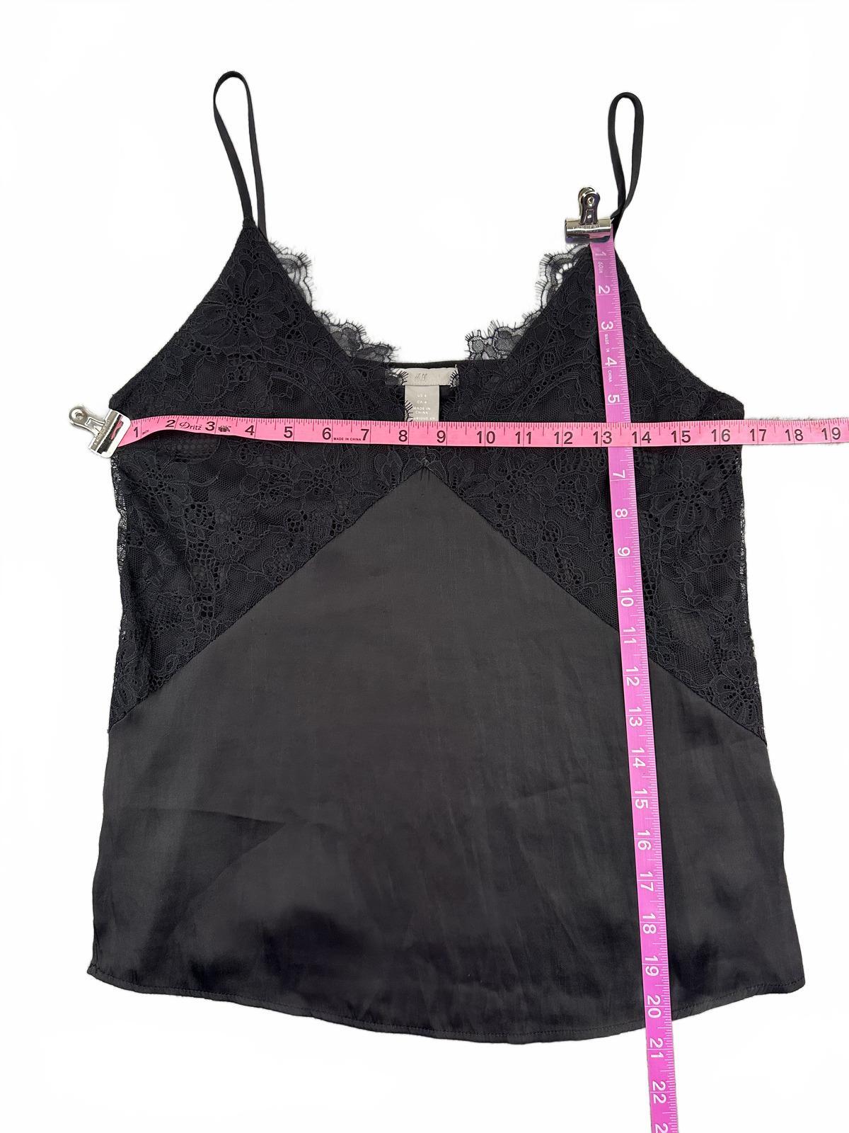 H&M Black Lace and Satin Camisole Top Feminine Chic Layering