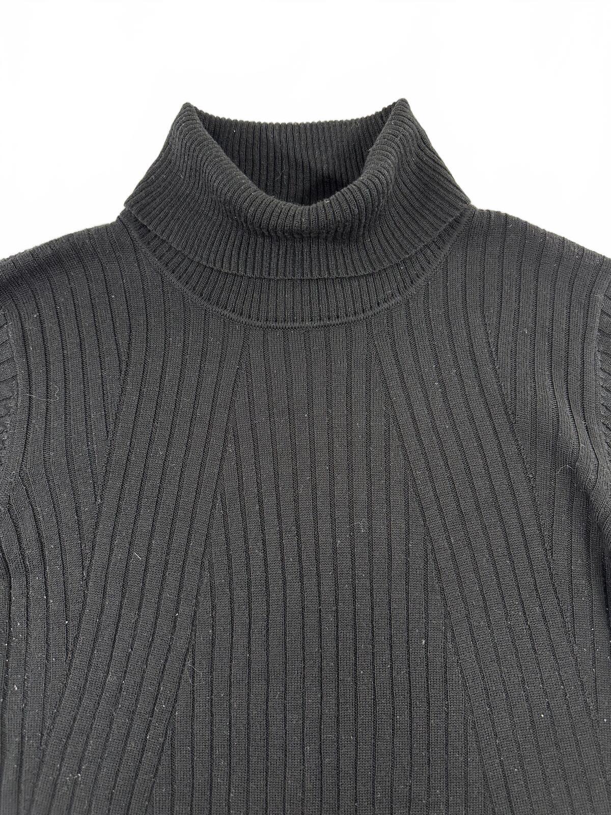 Dana Buchman Black Ribbed Turtleneck Sweater Top Minimalist Casual Preppy