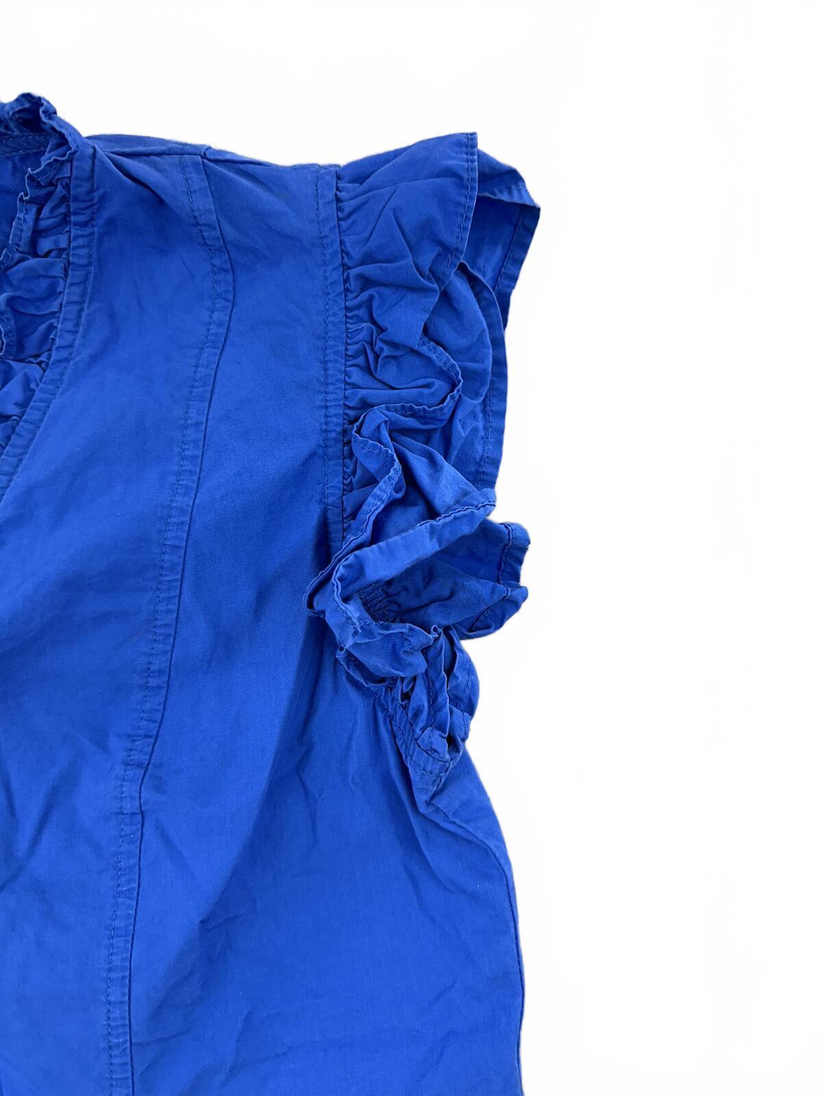 Pinch Blue Ruffle Sleeve Blouse