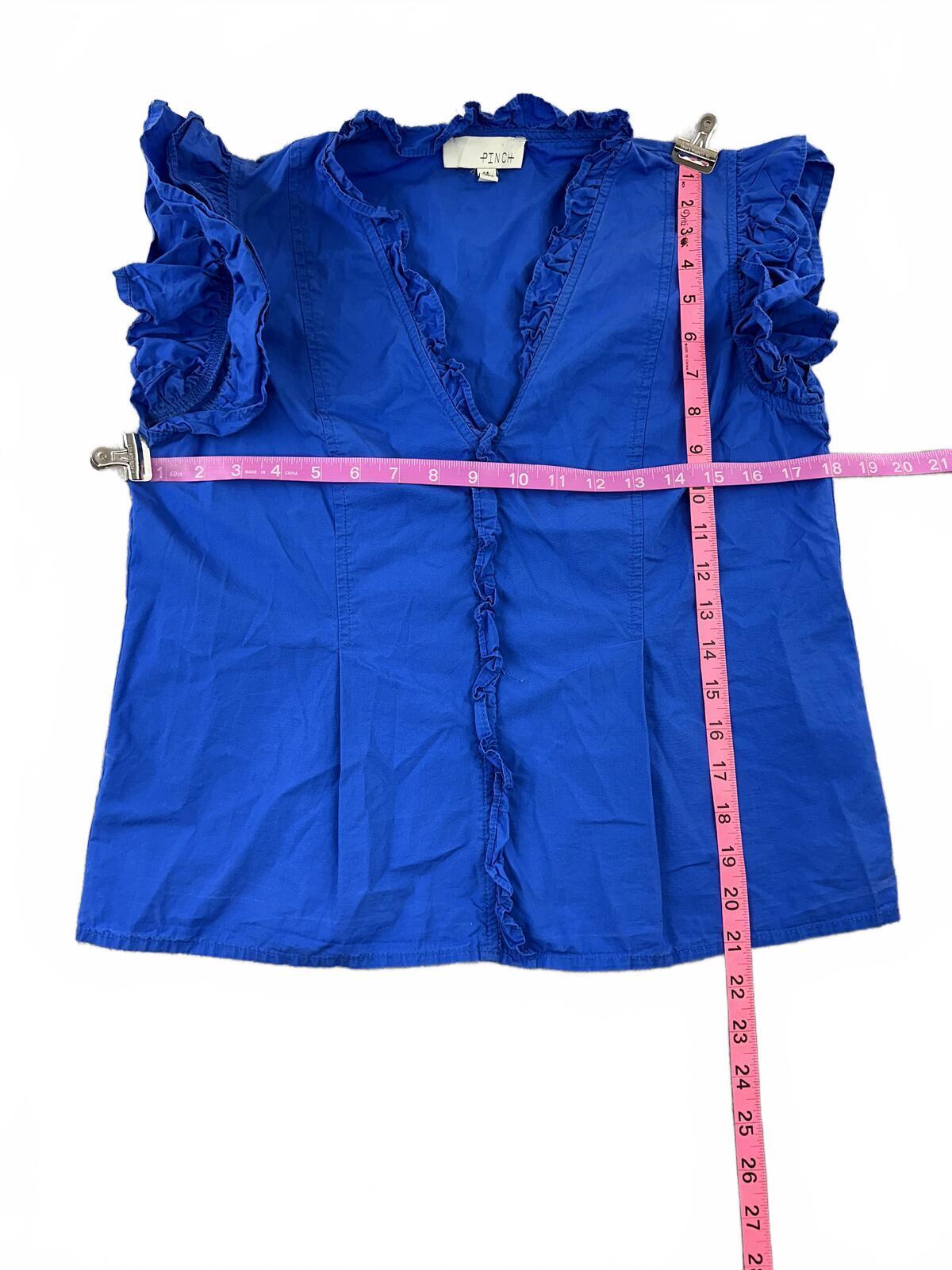 Pinch Blue Ruffle Sleeve Blouse