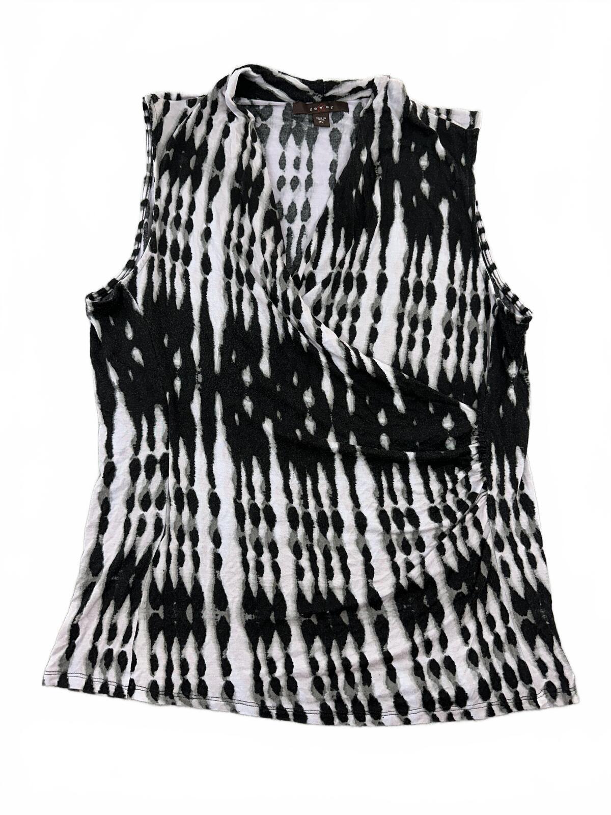 Fever Black and White Tie Dye Sleeveless Top
