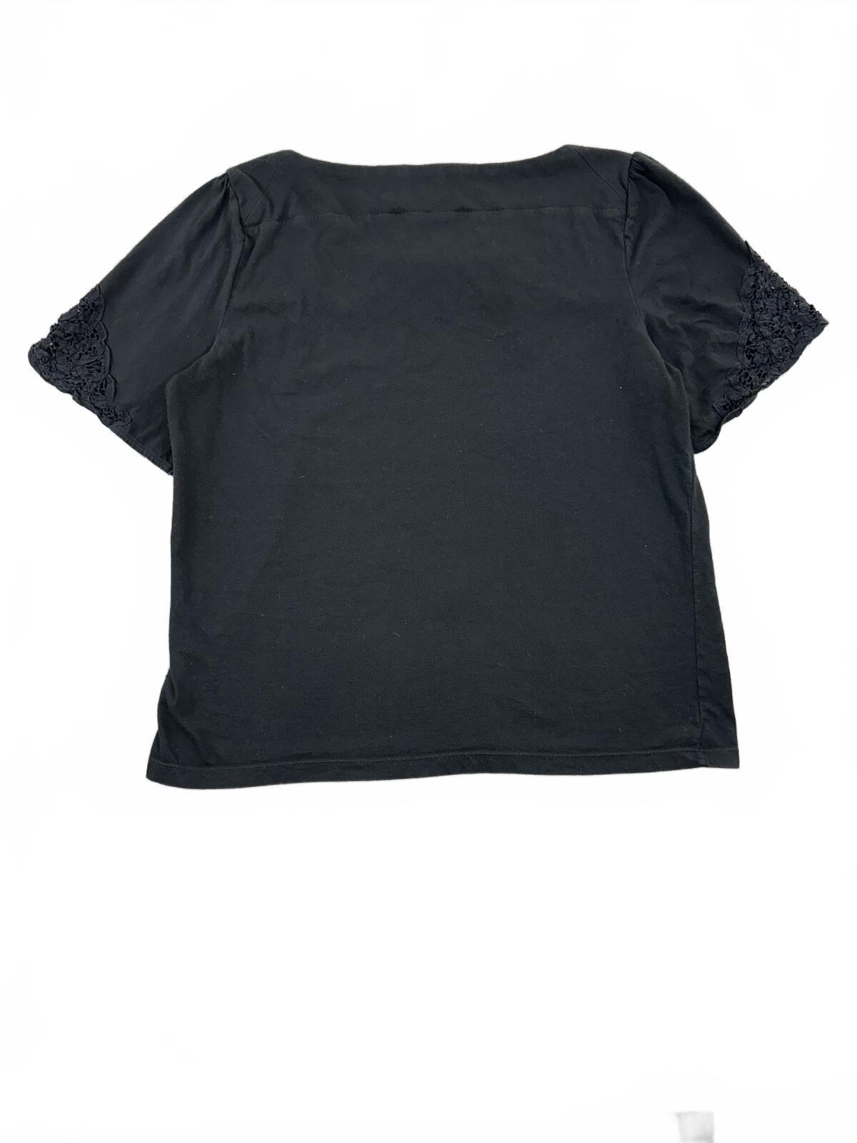 Chaps Black Square Neck Lace Sleeve Top Medium Cotton Casual Feminine Style
