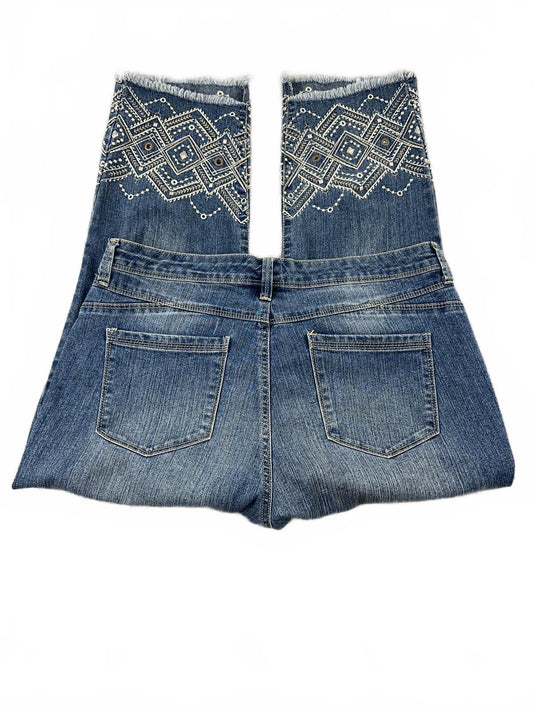 Bandolino Embellished Cropped Denim Jeans Bohemian Y2K Style with Beaded