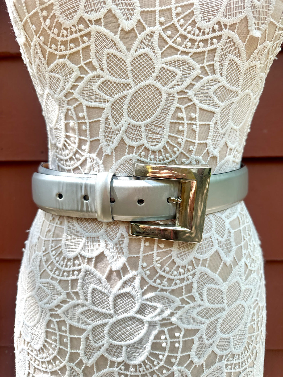 joan and david. too Silver Metallic Belt