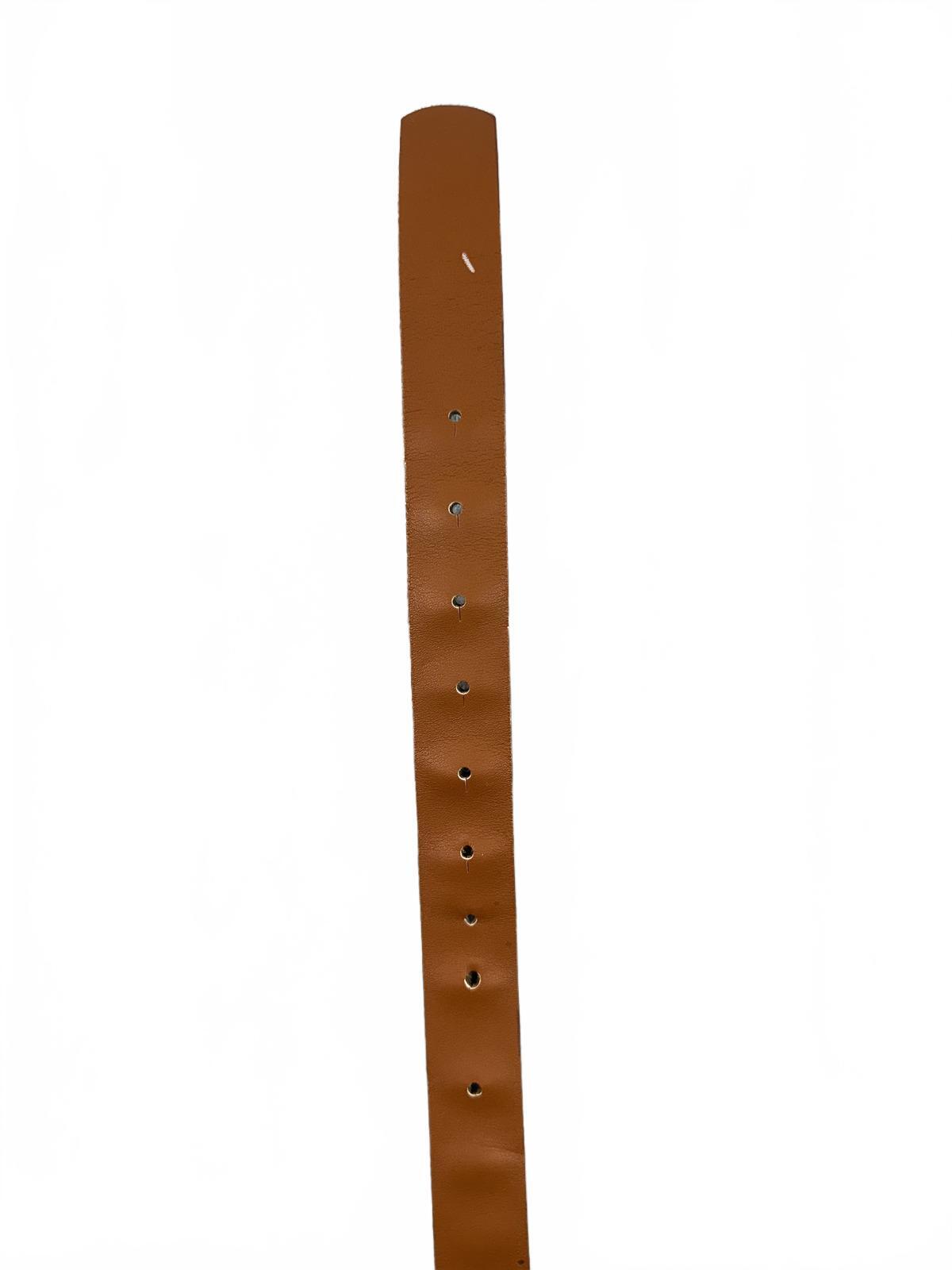 Brown Faux Leather Belt with Double Gold Rings