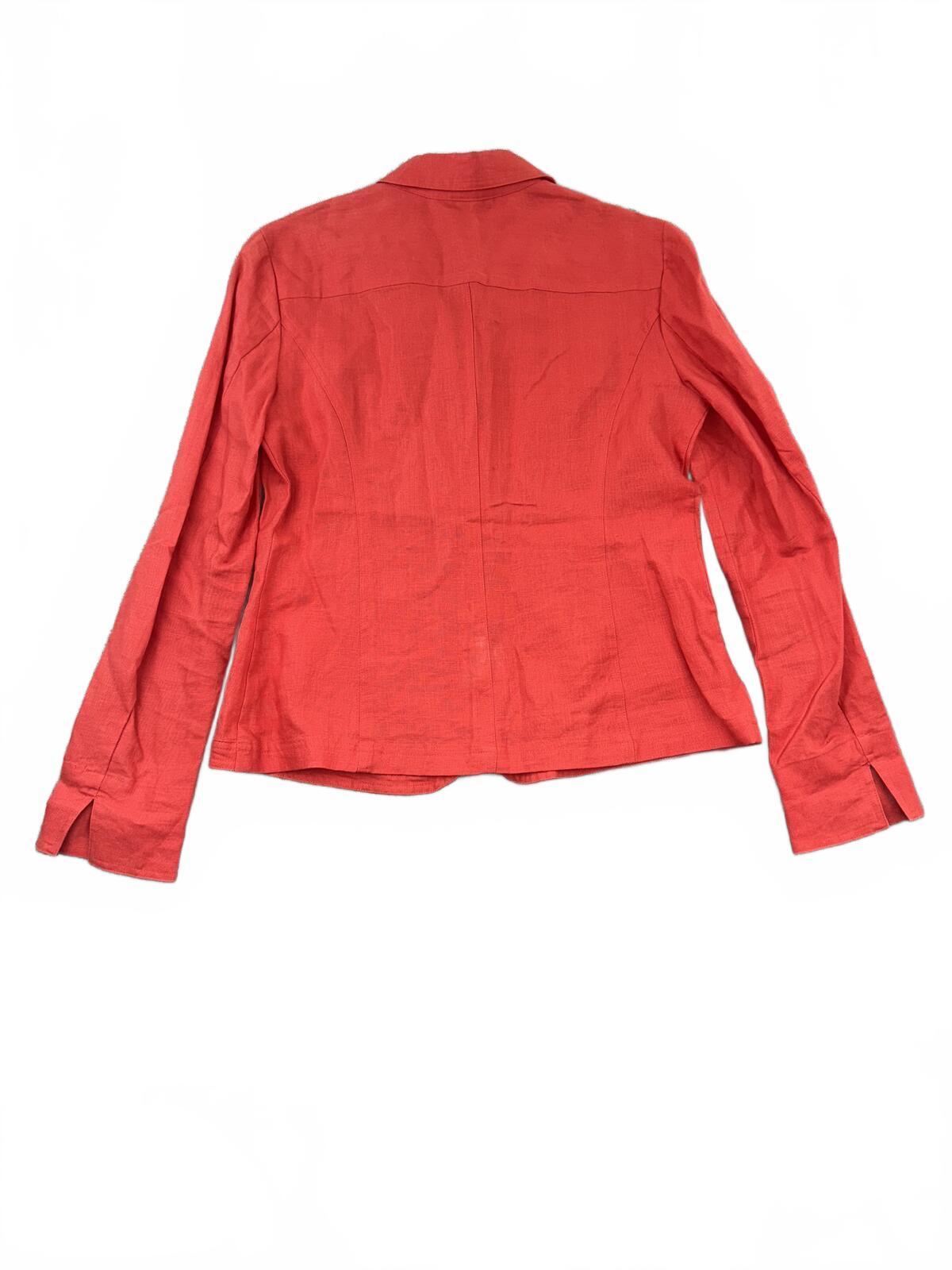 Jones New York Coral Linen Blazer with Pintuck Detailing