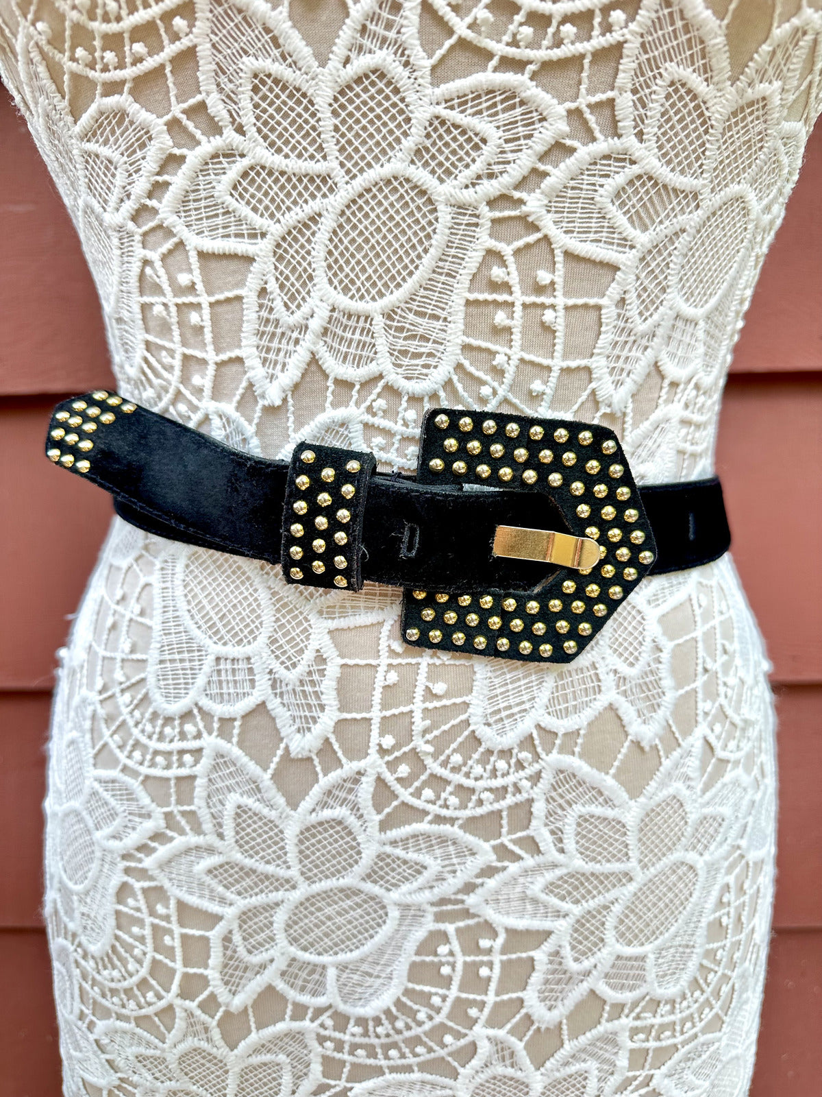 Milor Black Genuine Leather Studded Belt