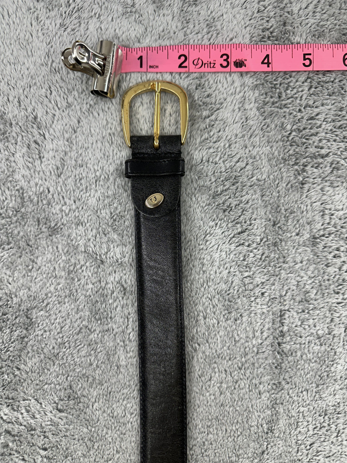 Alexia Roma Black Leather Belt with Gold Buckle