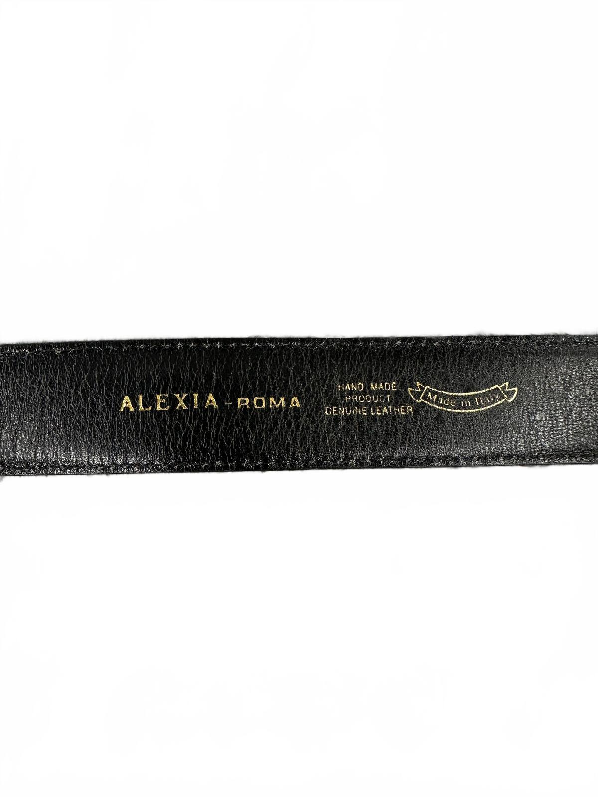 Alexia Roma Black Leather Belt with Gold Buckle