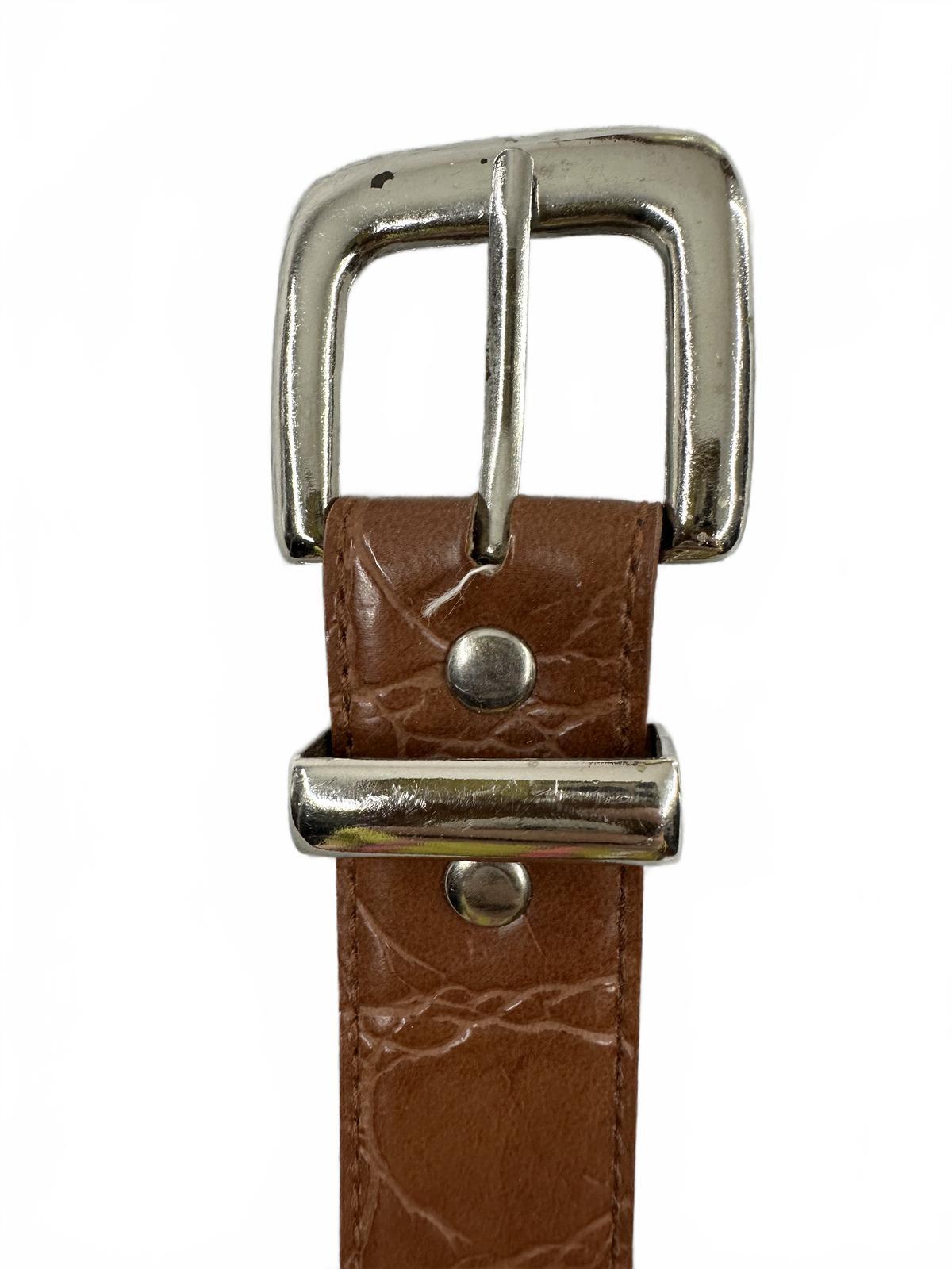 Brown Faux Leather Belt with Silver Buckle