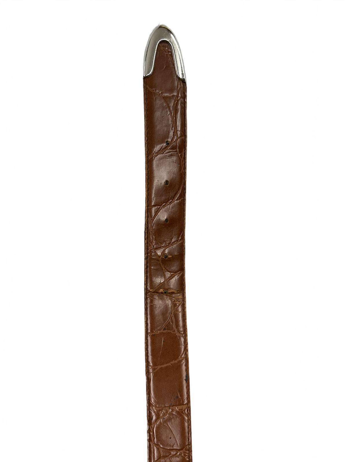 Brown Faux Leather Belt with Silver Buckle