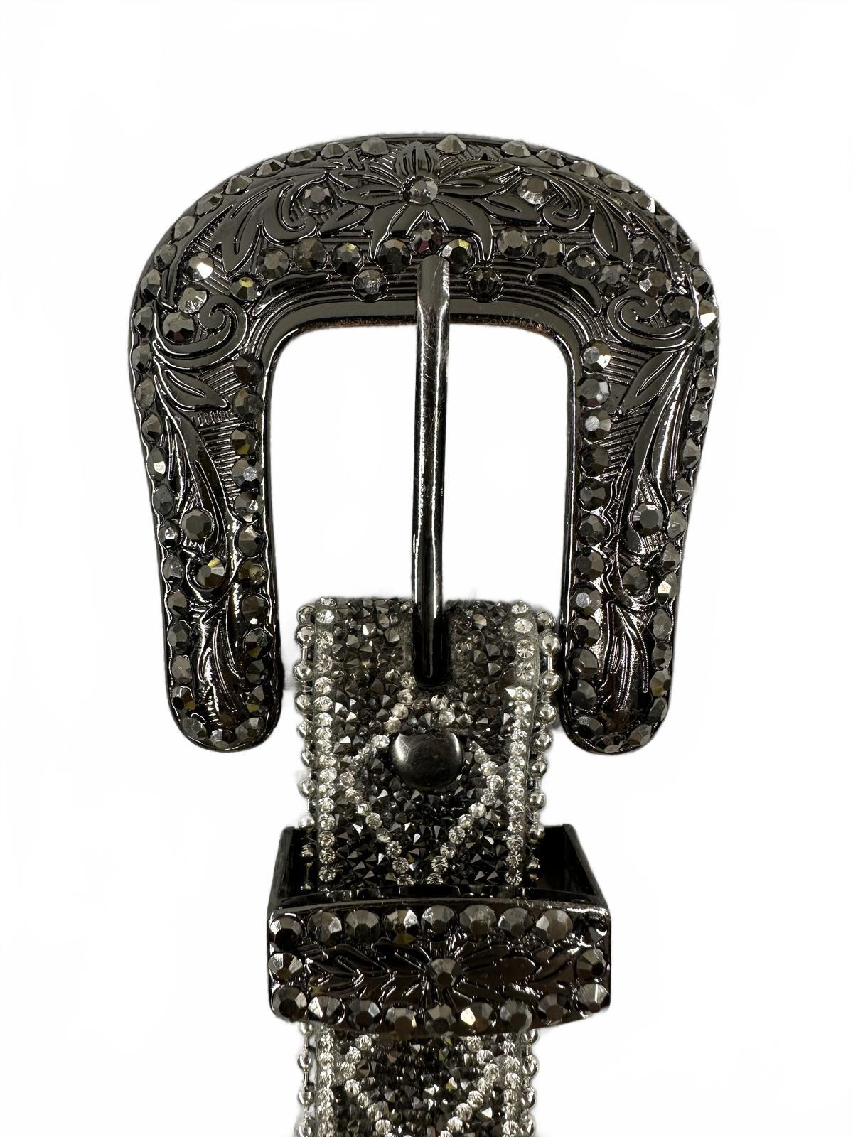Black and Silver Beaded Western Style Belt