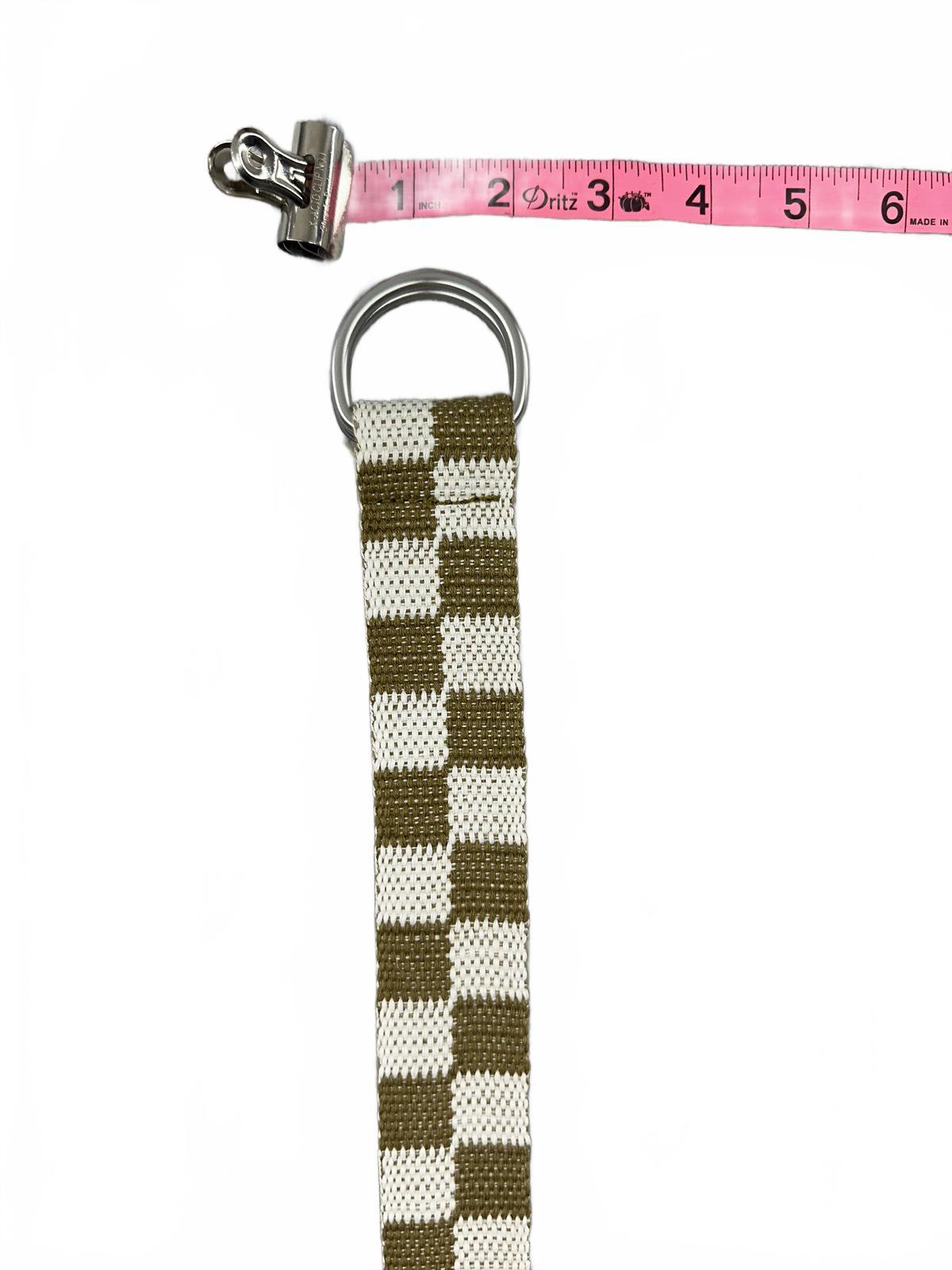 Checkered Woven Belt with Double Ring Buckle