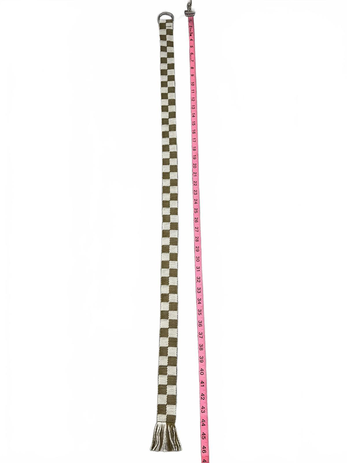 Checkered Woven Belt with Double Ring Buckle