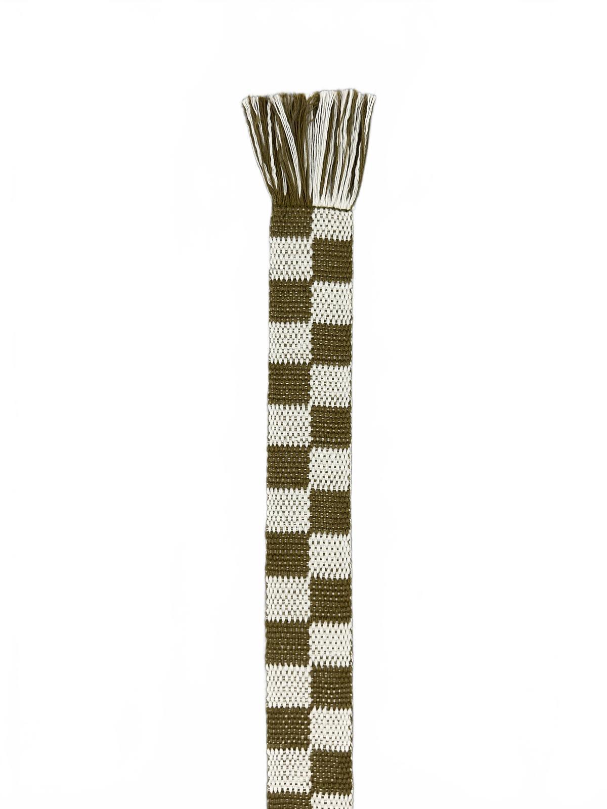 Checkered Woven Belt with Double Ring Buckle