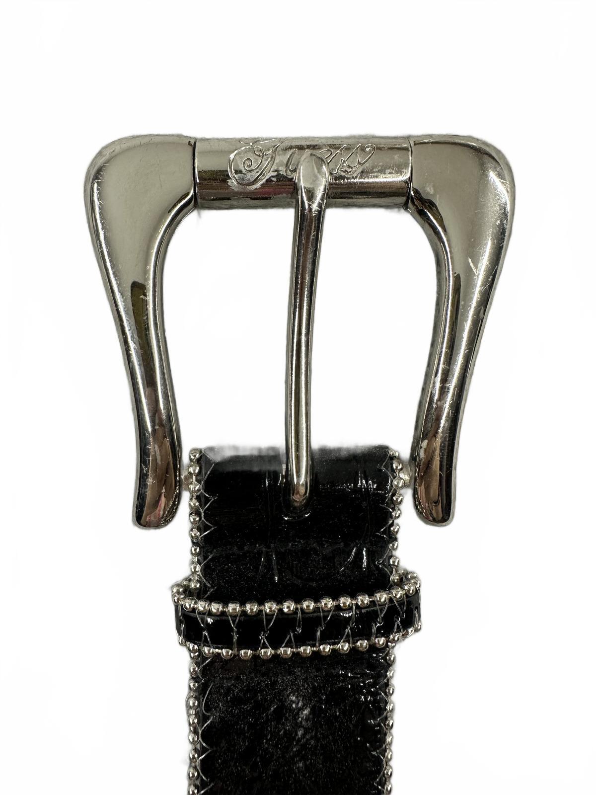Guess Black Studded Belt with Crystal Accents