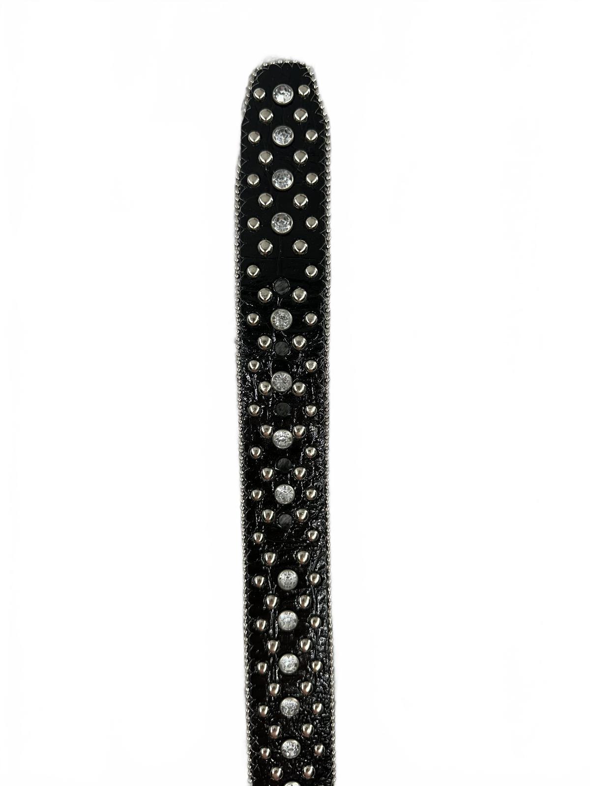 Guess Black Studded Belt with Crystal Accents