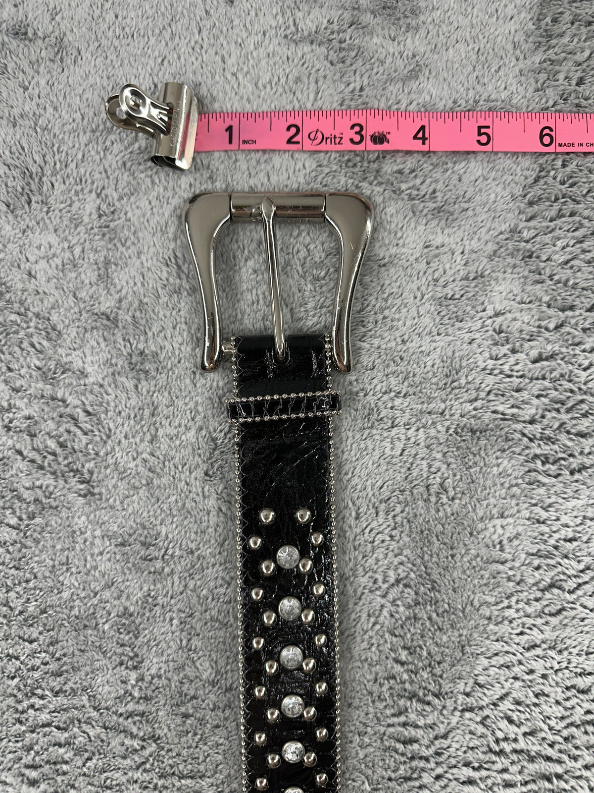 Guess Black Studded Belt with Crystal Accents