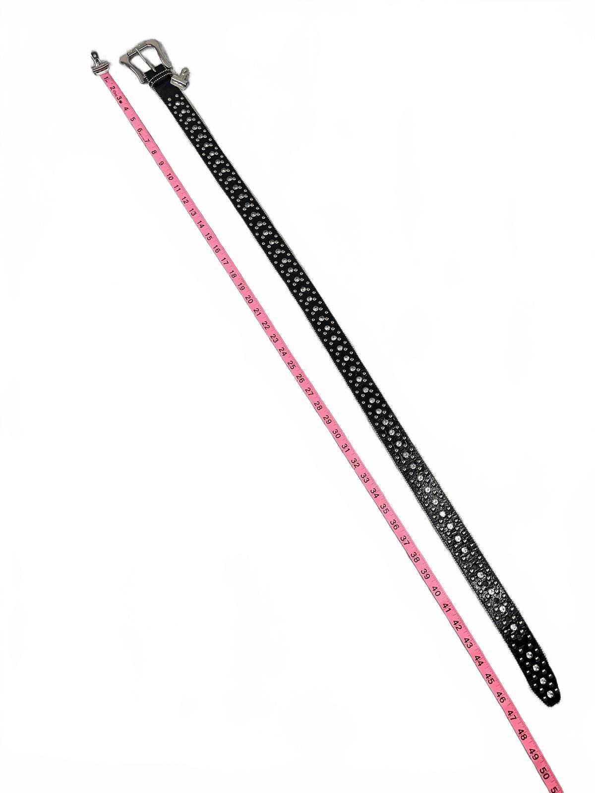 Guess Black Studded Belt with Crystal Accents