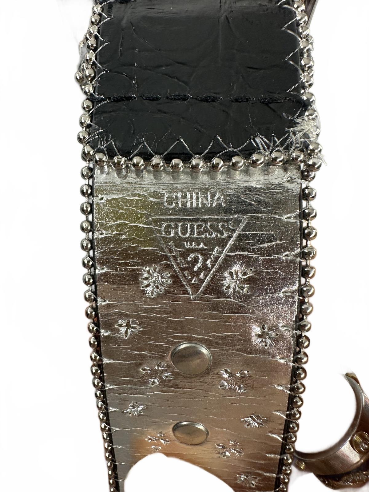 Guess Black Studded Belt with Crystal Accents
