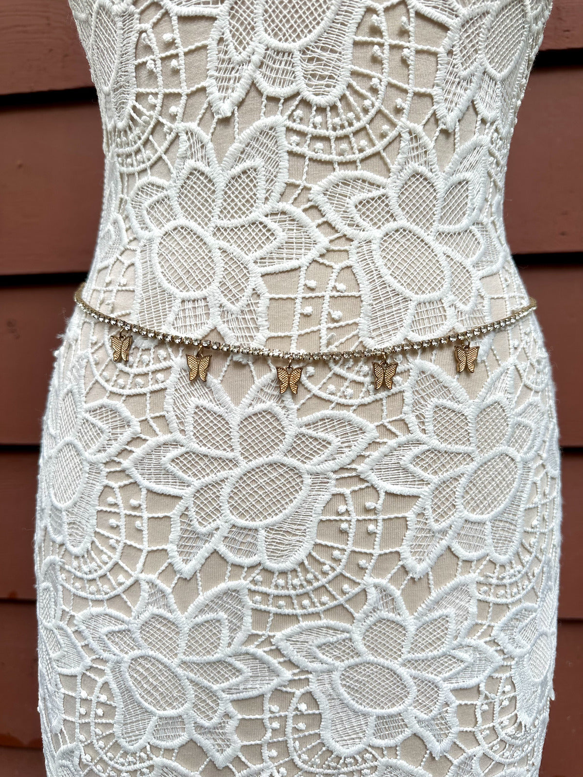Butterfly Charm Rhinestone Chain Belt