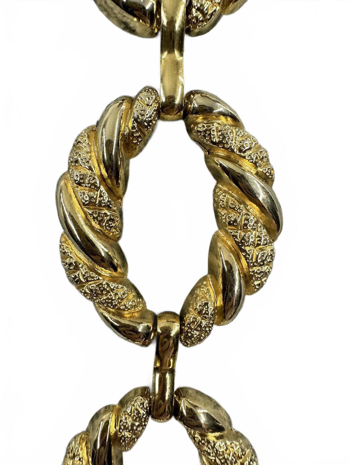 Gold Tone Textured Link Chain Belt