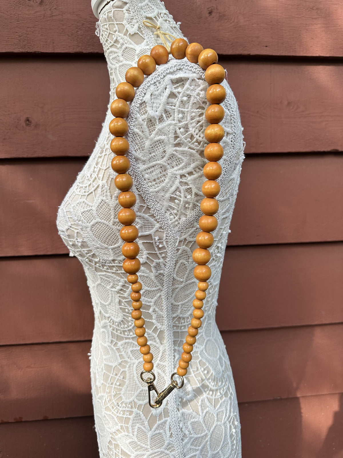 Wooden Beaded Chain Bag Strap Accessory
