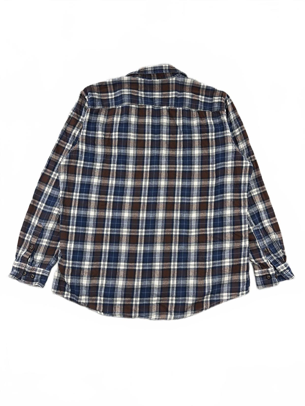 Sonoma Life + Style Plaid Button Up Shirt in Navy Blue Brown Cream Casual Boho