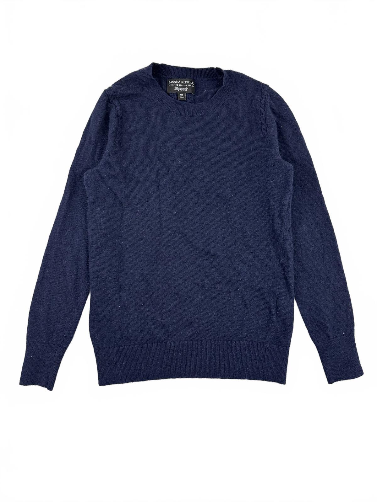 Banana Republic Navy Merino Wool Cashmere Blend Sweater Classic Crewneck Cozy