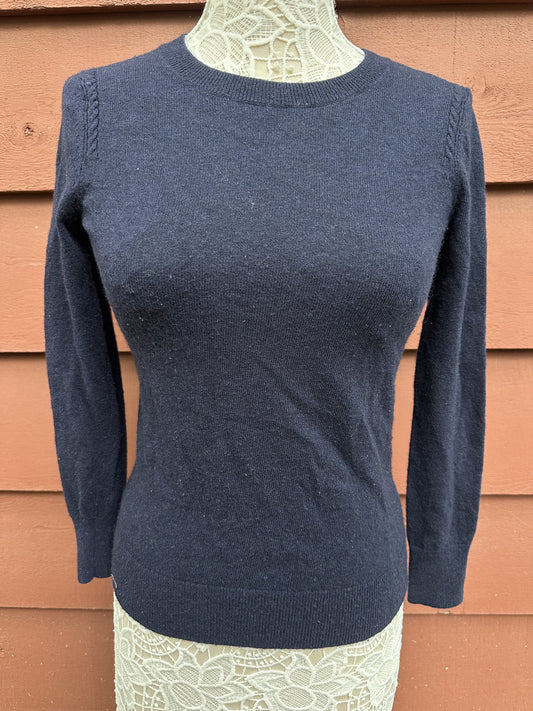 Banana Republic Navy Merino Wool Cashmere Blend Sweater Classic Crewneck Cozy