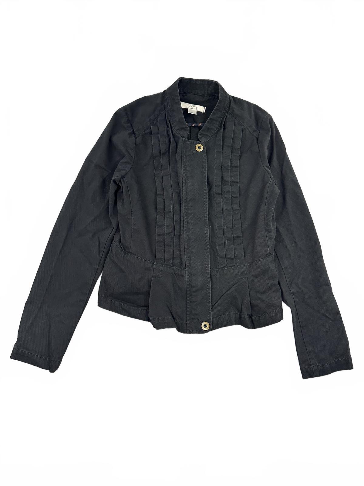 Ann Taylor LOFT Black Pleated Jacket Tailored Casual Utility