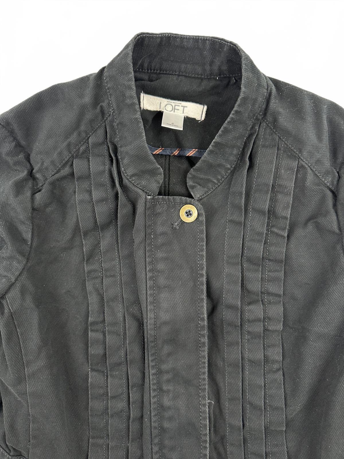 Ann Taylor LOFT Black Pleated Jacket Tailored Casual Utility