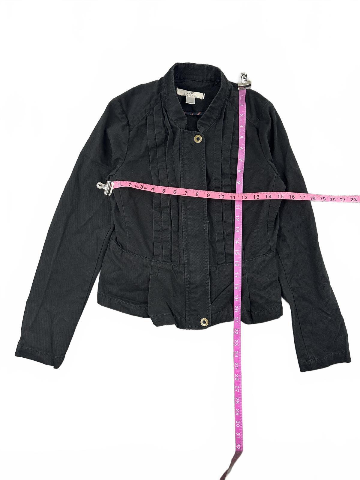 Ann Taylor LOFT Black Pleated Jacket Tailored Casual Utility