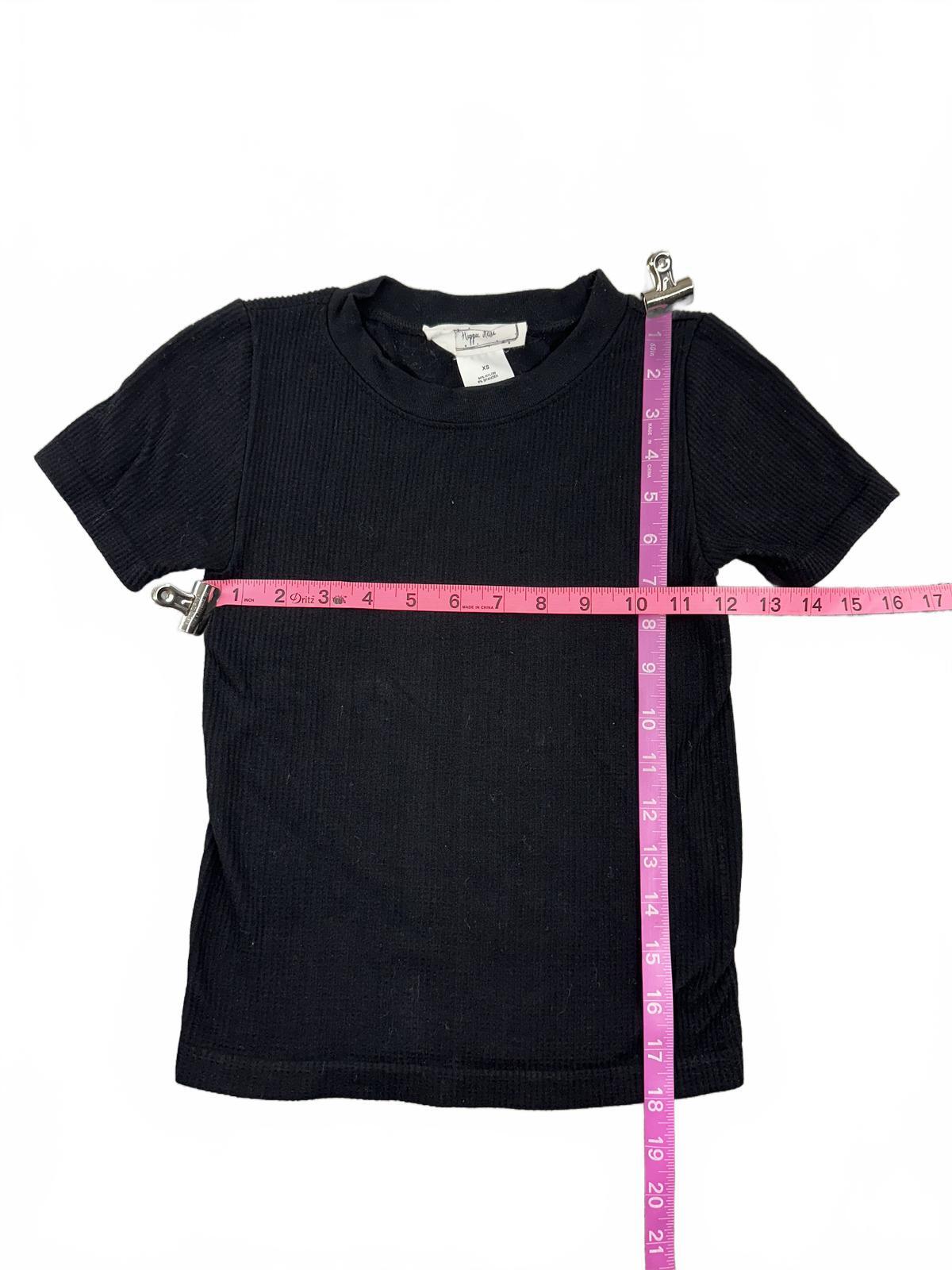 Hippie Rose Black Ribbed Knit Short Sleeve Top Minimalist Casual Chic