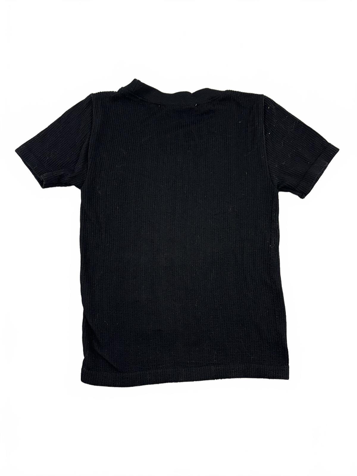 Hippie Rose Black Ribbed Knit Short Sleeve Top Minimalist Casual Chic