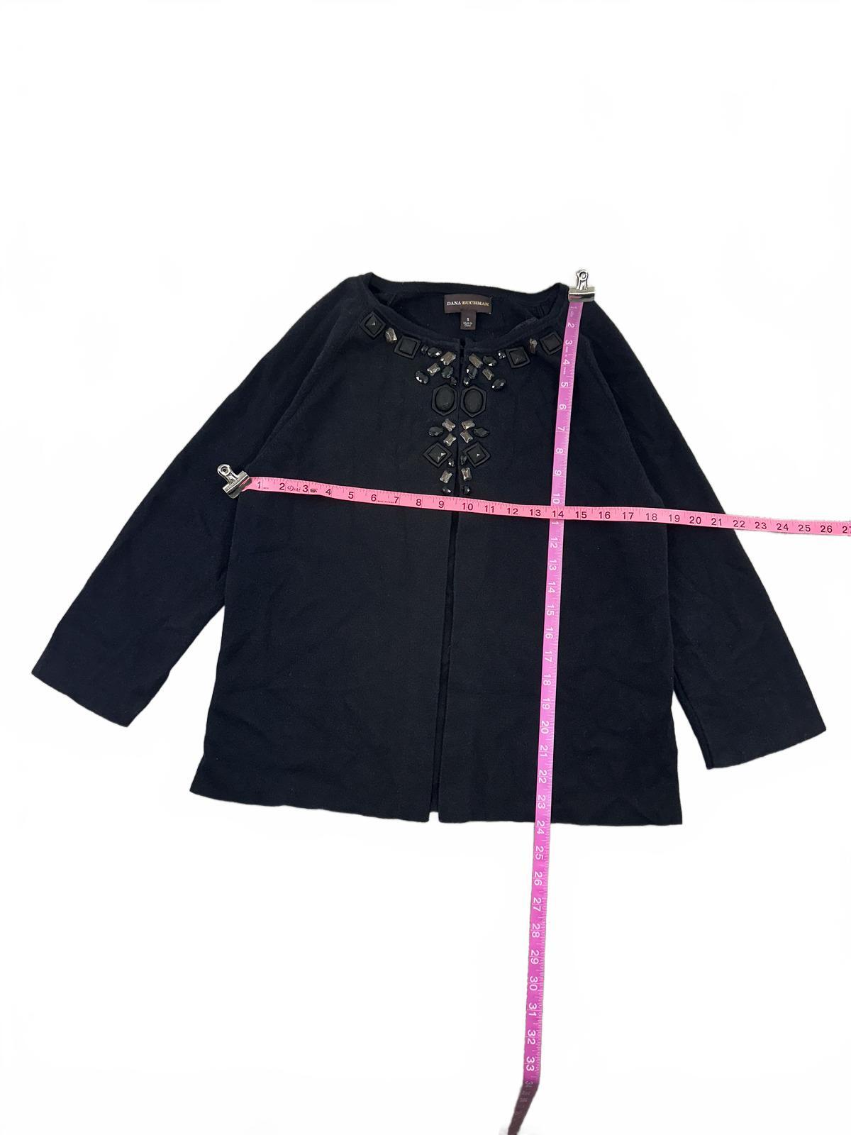 Dana Buchman Open Front Embellished Cardigan Black Y2K Coquette Cottage